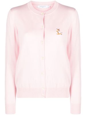 Maison Kitsuné logo-patch fine-knit cardigan - Pink