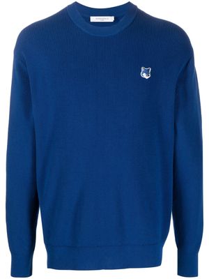 Maison Kitsuné logo-patch knit jumper - Blue