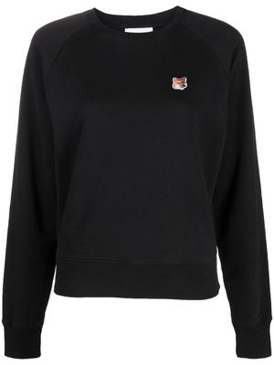Maison Kitsuné logo-patch long-sleeved cotton sweatshirt - Black