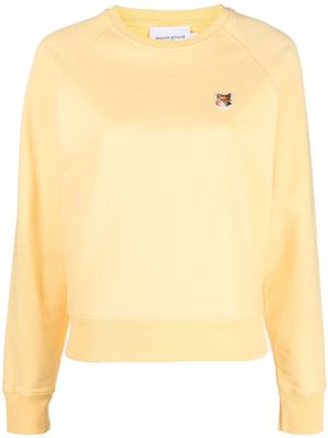 Maison Kitsuné logo-patch long-sleeved cotton sweatshirt - Yellow