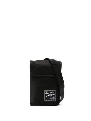Maison Kitsuné logo-patch padded messenger bag - Black