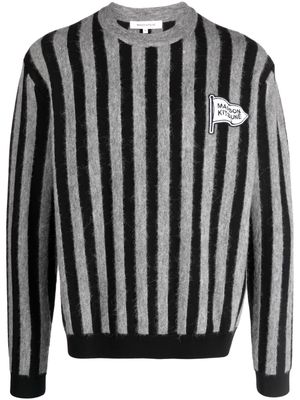 Maison Kitsuné logo-patch striped jumper - Black