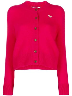 Maison Kitsuné logo-patch wool cardigan - Pink