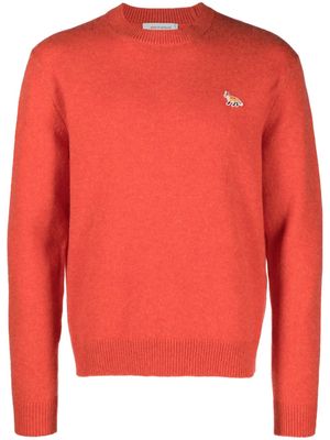 Maison Kitsuné logo-patch wool jumper - Red