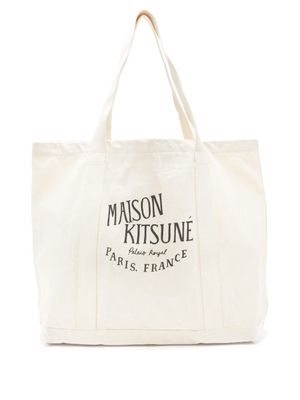 Maison Kitsuné - Logo-print Canvas Tote Bag - Mens - Cream