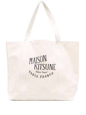 Maison Kitsuné logo-print canvas tote bag - Neutrals