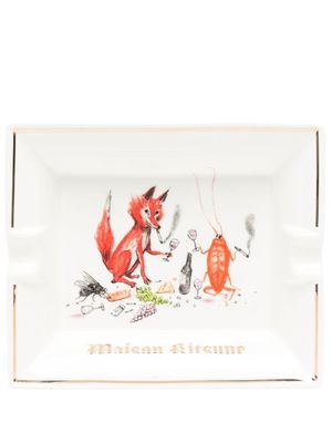 Maison Kitsuné logo-print ceramic ashtray - White