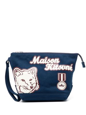 Maison Kitsuné logo-print clutch bag - Blue