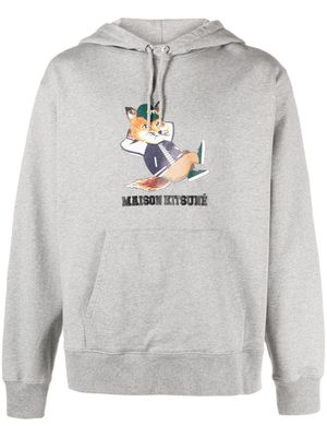 Maison Kitsuné logo-print cotton hoodie - Grey