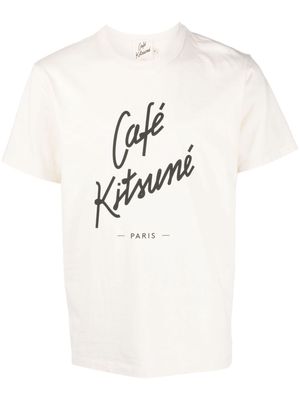 Maison Kitsuné logo-print cotton T-shirt - Neutrals