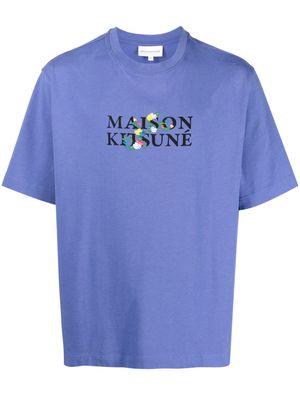 Maison Kitsuné logo-print cotton T-shirt - Purple
