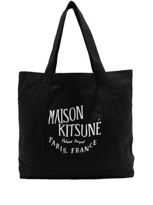 Maison Kitsuné logo-print cotton tote bag - Black