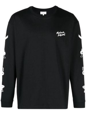 Maison Kitsuné logo-print crew-neck sweatshirt - Black