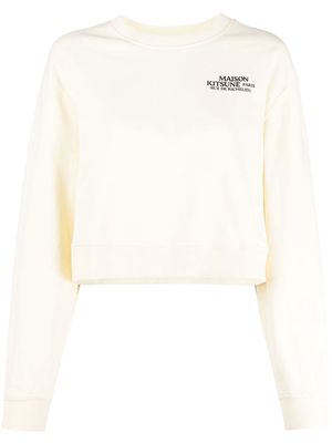 Maison Kitsuné logo-print crew-neck sweatshirt - Neutrals