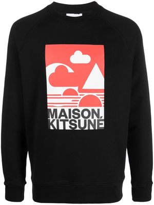 Maison Kitsuné logo-print detail sweatshirt - Black