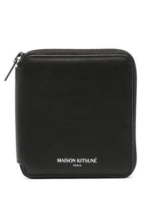Maison Kitsuné logo-print leather wallet - Black