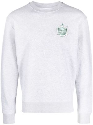 Maison Kitsuné logo-print long-sleeved cotton sweatshirt - Grey
