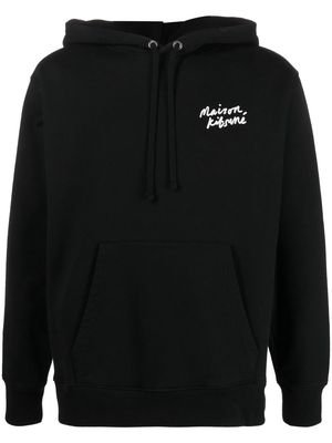 Maison Kitsuné logo-print pullover hoodie - Black