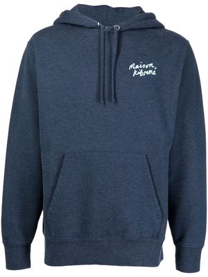 Maison Kitsuné logo-print pullover hoodie - Blue