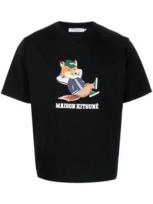 Maison Kitsuné logo-print short-sleeve T-shirt - Black