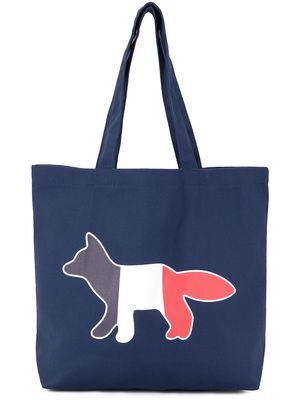 Maison Kitsuné logo-print tote bag - Blue