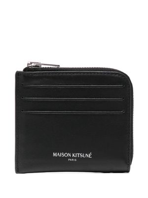 Maison Kitsuné logo-stamp leather cardholder - Black