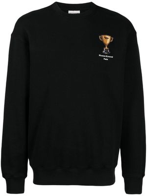 Maison Kitsuné motif-embroidered cotton sweatshirt - Black