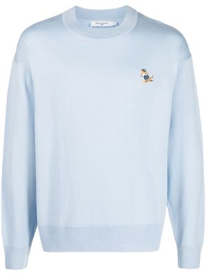 Maison Kitsuné ribbed-edges wool sweatshirt - Blue