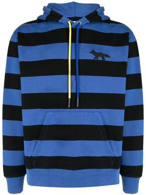 Maison Kitsuné stripe-pattern jersey hoodie - Blue