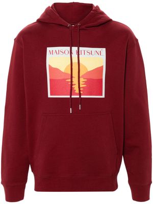 Maison Kitsuné Sunset Postcard cotton hoodie - Red