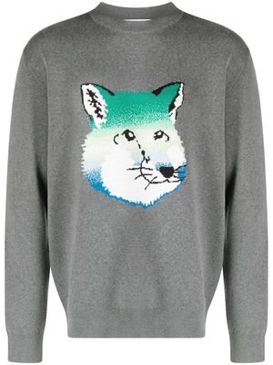 Maison Kitsuné Vibrant Fox Head intarsia pullover - Grey