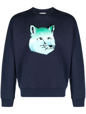 Maison Kitsuné Vibrant Fox Head-print sweatshirt - Blue
