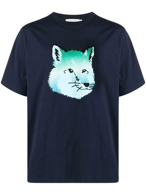 Maison Kitsuné Vibrant Fox Head print T-shirt - Blue