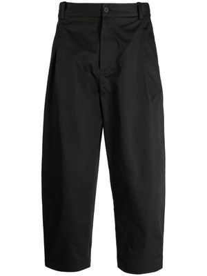 Maison Kitsuné wide-leg cotton cropped trousers - Black