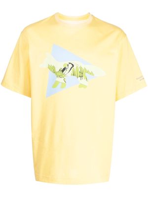 Maison Kitsuné x And Wander graphic-print T-shirt - Yellow