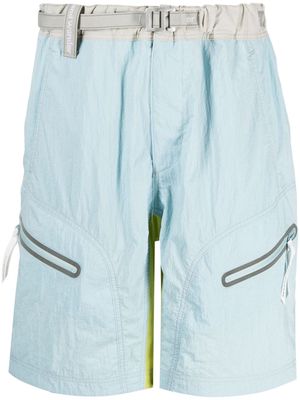 Maison Kitsuné x And Wander hiking colour-block shorts - Blue