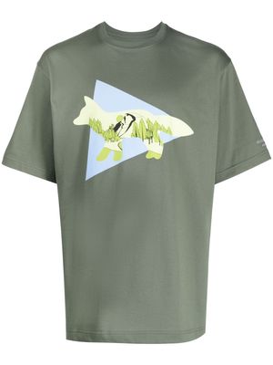 Maison Kitsuné x And Wander logo-print T-shirt - Green
