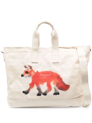 Maison Kitsuné x Rop Van Mierlo fox-print tote bag - Neutrals