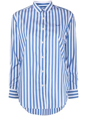 Maison Labiche embroidered-logo striped shirt - Blue