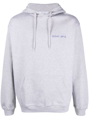 Maison Labiche embroidered-motif organic cotton hoodie - Grey