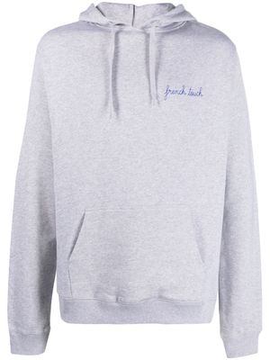 Maison Labiche slogan-embroidered organic cotton hoodie - Grey