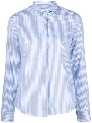 Maison Labiche striped long-sleeved cotton shirt - Blue