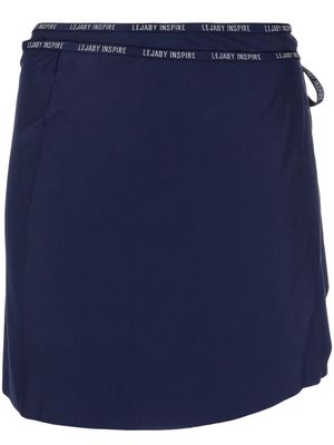 Maison Lejaby logo-waist tie-fastening fitted skirt - Blue