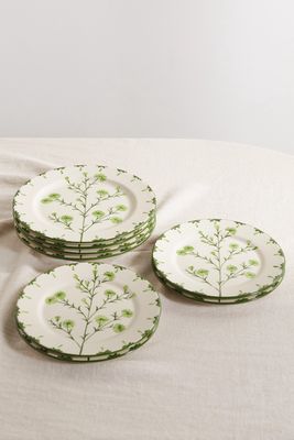 Maison Margaux - Winchester Set Of Eight Ceramic Dinner And Dessert Plates - Green