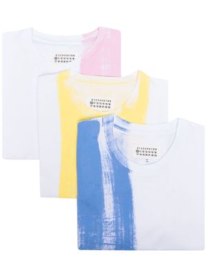 Maison Margiela 3-pack paint print T-shirt set - Blue