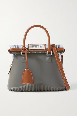 Maison Margiela - 5ac Mini Leather And Checked Cotton-blend Canvas-trimmed Rubber Tote - Neutrals