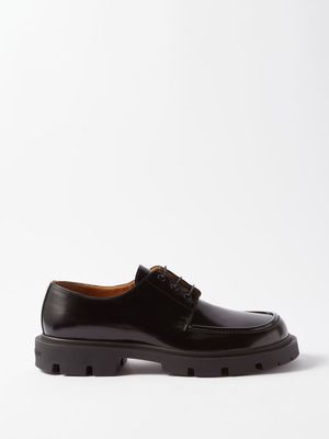 Maison Margiela - Bar-tack Leather Derby Shoes - Mens - Black