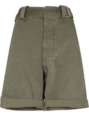 Maison Margiela belted-waist cotton shorts - Green