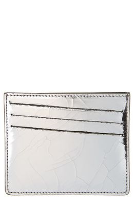 Maison Margiela Bianchetto Painted Leather Card Case in Silver/Black