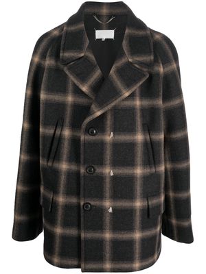 Maison Margiela check-pattern wool coat - Black